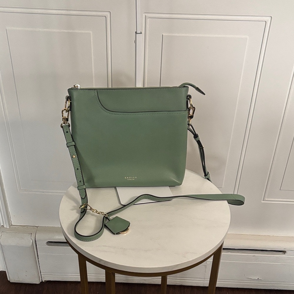 Radley London Seafoam/Olive Green Leather Crossbody Bag